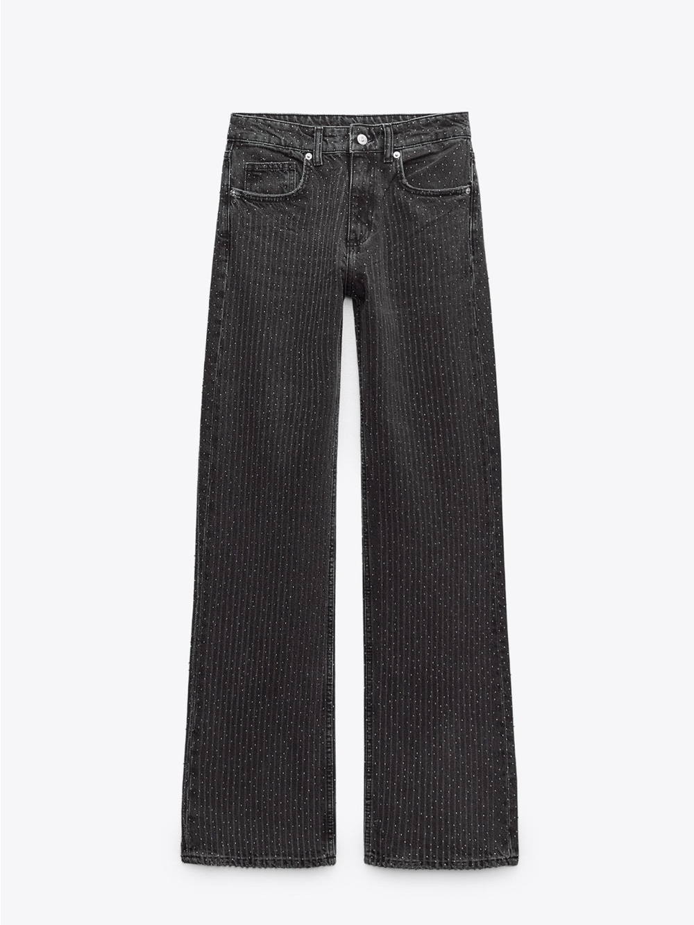 Zara Black Pinstripe Wide-Leg Jeans
